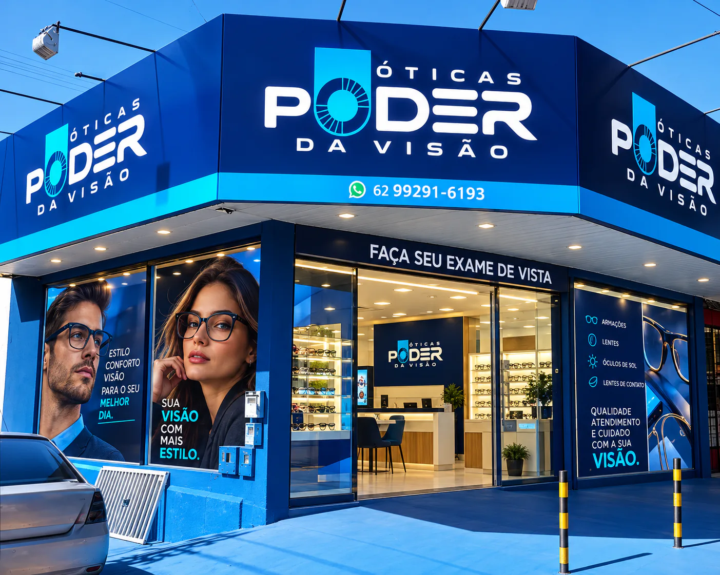 Fachada da loja Óticas Poder da Visão em Aparecida de Goiânia